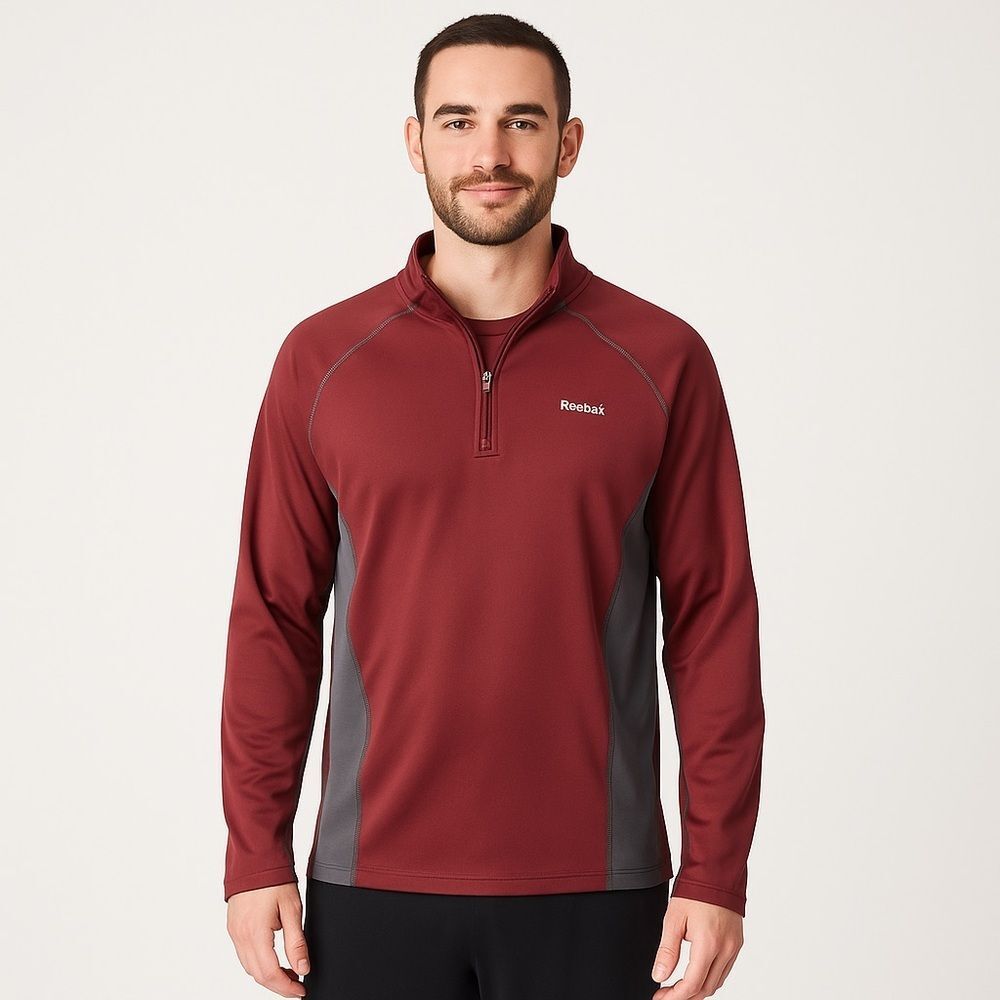 Men’s Reebok Athletic Performance Fleece Lined Half Zip Pullover Red Large